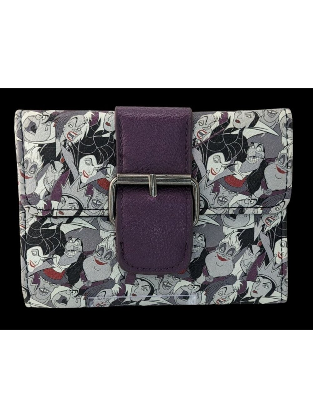 Disney Loungefly Villains Wallet 5.5x4 Simulated Leather Purple Snap Closure